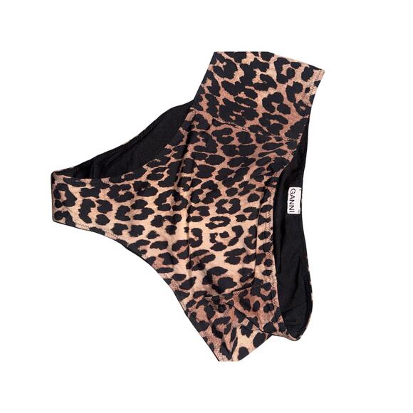 NWOT GANNI Leopard Print Bikini Bottoms Size Small Swimwear - Picture 1 of 4